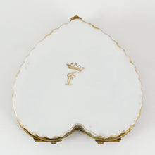 Load image into Gallery viewer, Antique Hand Painted Porcelain Raised Gold Enamel Heart Shaped Snuff Box