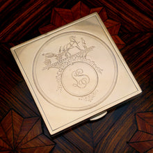 Load image into Gallery viewer, HERMES Paris French 18K Gold & Silver Jeweled Compact Mirror, Ruby Gems, Horse & Carriage Logo