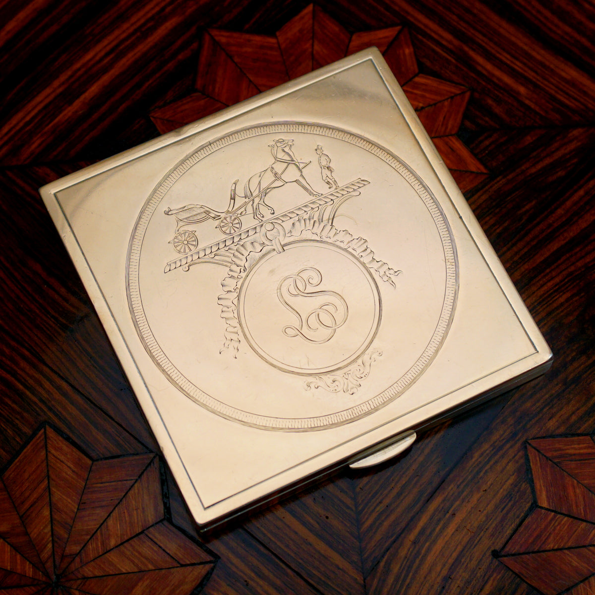 エルメス HERMES PARIS コンパクトミラー アンティーク ビンテージ Hermes_art_deco_French_18k_gol