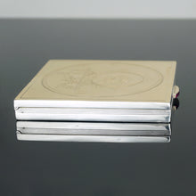 Load image into Gallery viewer, HERMES Paris French 18K Gold & Silver Jeweled Compact Mirror, Ruby Gems, Horse & Carriage Logo