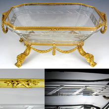 Load image into Gallery viewer, Large Antique Napoleon III French Empire Cut Crystal Gilt Bronze Centerpiece Bowl
