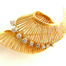 Load image into Gallery viewer, French 18K Yellow Gold & Diamond Swirl Brooch Pin