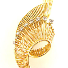 Load image into Gallery viewer, French 18K Yellow Gold & Diamond Swirl Brooch Pin