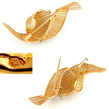Load image into Gallery viewer, French 18K Yellow Gold & Diamond Swirl Brooch Pin