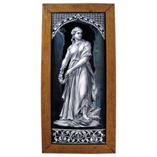 Load image into Gallery viewer, LARGE Antique 19c French Limoges Enamel on Copper Grisaille Portrait Plaque, Framed