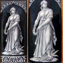 Load image into Gallery viewer, LARGE Antique 19c French Limoges Enamel on Copper Grisaille Portrait Plaque, Framed