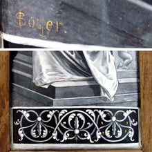 Load image into Gallery viewer, LARGE Antique 19c French Limoges Enamel on Copper Grisaille Portrait Plaque,