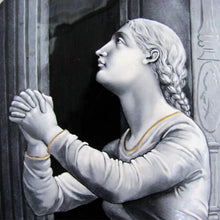 Load image into Gallery viewer, LARGE Antique 19c French Limoges Enamel on Copper Grisaille Portrait Plaque,