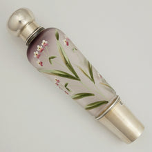 Load image into Gallery viewer, Antique French Sterling Silver Liquor Flask, Enamel Glass, Traveling / Opera 'Spirits' Bottle
