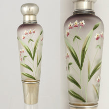 Load image into Gallery viewer, Antique French Sterling Silver Liquor Flask, Enamel Glass, Traveling / Opera &#39;Spirits&#39; Bottle
