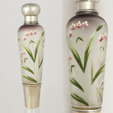 Load image into Gallery viewer, Antique French Sterling Silver Liquor Flask, Enamel Glass, Traveling / Opera 'Spirits' Bottle