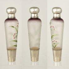 Load image into Gallery viewer, Antique French Sterling Silver Liquor Flask, Enamel Glass, Traveling / Opera 'Spirits' Bottle