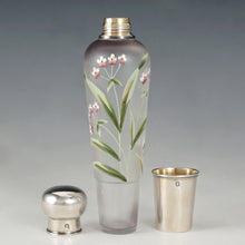 Load image into Gallery viewer, Antique French Sterling Silver Liquor Flask, Enamel Glass, Traveling / Opera 'Spirits' Bottle