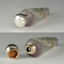 Load image into Gallery viewer, Antique French Sterling Silver Liquor Flask, Enamel Glass, Traveling / Opera 'Spirits' Bottle