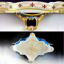 Load image into Gallery viewer, Large Antique French Porcelain Jardiniere, Matching Tray, Hand Painted Fruit & Flower Scenes,