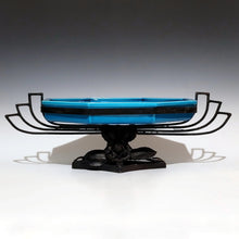 Load image into Gallery viewer, 20" Art Deco Paul Milet French Sevres Ceramic Centerpiece Bowl Wrought Iron