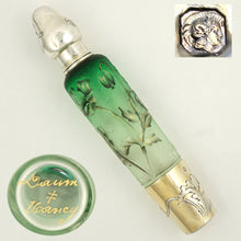Load image into Gallery viewer, Signed Daum Nancy French Sterling Silver Cameo Glass Liquor Flask