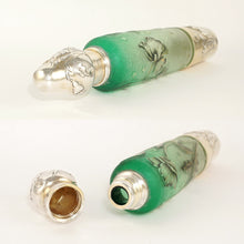 Load image into Gallery viewer, Signed Daum Nancy French Sterling Silver Cameo Glass Liquor Flask