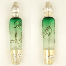 Load image into Gallery viewer, Signed Daum Nancy French Sterling Silver Cameo Glass Liquor Flask