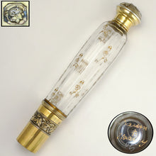 Load image into Gallery viewer, Antique French Sterling Silver & Signed Daum Nancy Glass Traveling Opera Liquor Flask Gold Vermeil