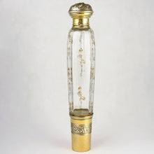 Load image into Gallery viewer, Antique French Sterling Silver & Signed Daum Nancy Glass Traveling Opera Liquor Flask Gold Vermeil