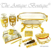 Load image into Gallery viewer, Ornate Antique French Napoleon III Empire Crystal Gilt Bronze Ormolu Wax Seal / Desk Stamp