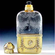 Load image into Gallery viewer, Ornate Antique French Sterling Silver Cut Glass Engraved Flask