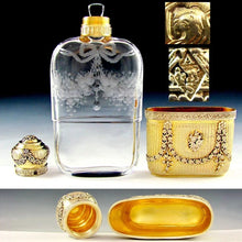 Load image into Gallery viewer, Ornate Antique French Sterling Silver Cut Glass Engraved Flask