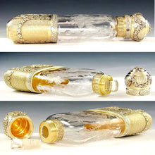 Load image into Gallery viewer, Ornate Antique French Sterling Silver Cut Glass Engraved Flask