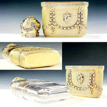 Load image into Gallery viewer, Ornate Antique French Sterling Silver Cut Glass Engraved Flask