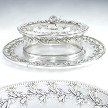 Load image into Gallery viewer, Ornate Antique French Sterling Silver & Cut Crystal Figural Butter Serving Dish