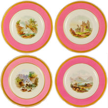 Load image into Gallery viewer, Antique 19c Minton English Porcelain Pink & Gold Encrusted Hand Painted Plates & Compote