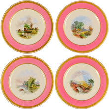 Load image into Gallery viewer, Antique 19c Minton English Porcelain Pink & Gold Encrusted Hand Painted Plates & Compote