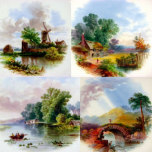 Load image into Gallery viewer, Antique 19c Minton English Porcelain Pink & Gold Encrusted Hand Painted Plates & Compote