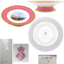 Load image into Gallery viewer, Antique 19c Minton English Porcelain Pink & Gold Encrusted Hand Painted Plates & Compote
