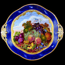 Load image into Gallery viewer, Antique French Sevres Porcelain Plate Gilt & Blue Lapis Border, Hand Painted Fruit Still Life