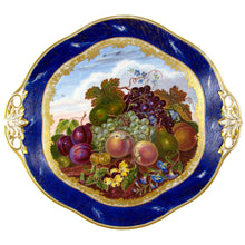 Load image into Gallery viewer, Antique French Sevres Porcelain Plate Gilt & Blue Lapis Border, Hand Painted Fruit Still Life