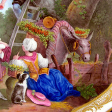 Load image into Gallery viewer, Antique French Sevres Porcelain Plate Gilt & Blue Lapis Border, Hand Painted Pastoral Scene