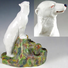 Load image into Gallery viewer, Art Deco French Gabriel Fourmaintraux Desvres Faience Polar Bear Inkwell