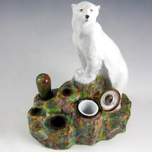 Load image into Gallery viewer, Art Deco French Gabriel Fourmaintraux Desvres Faience Polar Bear Inkwell