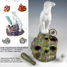 Load image into Gallery viewer, Art Deco French Gabriel Fourmaintraux Desvres Faience Polar Bear Inkwell