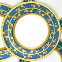 Load image into Gallery viewer, Royal Worcester English Porcelain Gold Encrusted Raised Gilt Enamel Blue Dinner / Service Plates Set