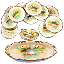 Load image into Gallery viewer, 14pc Antique French Limoges Porcelain Signed Hand Painted Fish Set