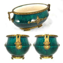 Load image into Gallery viewer, Paul Milet for Sevres French Porcelain Jardiniere, Flambe Glaze, Signed DELAUNAY Bronze Mounts