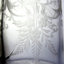Load image into Gallery viewer, Pair Antique 19c French Sterling Silver Repousse Baccarat Engraved Crystal Perfume / Cologne Bottles