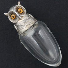 Load image into Gallery viewer, Victorian Sampson Mordan Sterling Silver Owl Perfume Scent Bottle