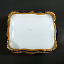 Load image into Gallery viewer, Antique French Hand Painted Porcelain Jewelry Box Cobalt Blue & Gilt Enamel