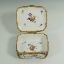 Load image into Gallery viewer, Antique French Hand Painted Porcelain Jewelry Box Cobalt Blue & Gilt Enamel