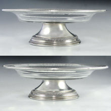Load image into Gallery viewer, Pair Antique French Sterling Silver & Engraved Glass Compotes