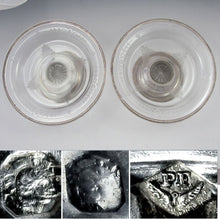 Load image into Gallery viewer, Pair Antique French Sterling Silver & Engraved Glass Compotes